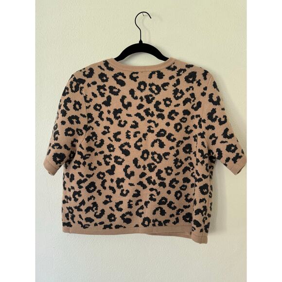 Abercrombie & Fitch leopard cheetah luxesoft short sleeve cardigan size L - Picture 2 of 6